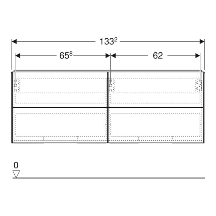 Geberit Waschtischunterschrank One 133,2x50,4x47cm, 4 L, N hick./Mela Holz
