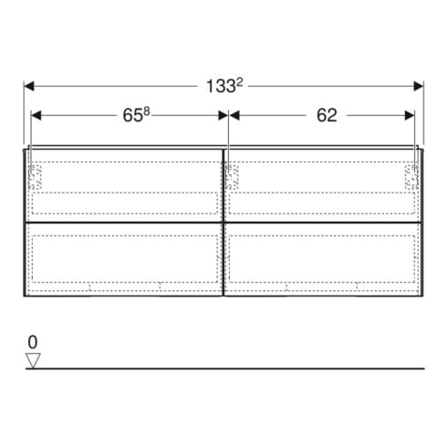 Geberit Waschtischunterschrank One 133,2x50,4x47cm, 4 Laden, matt-schwarz