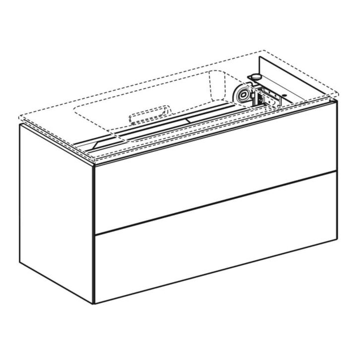 Geberit Waschtischunterschrank One 2 Laden, we. hochglanz, 89,5x46,5x39,6cm