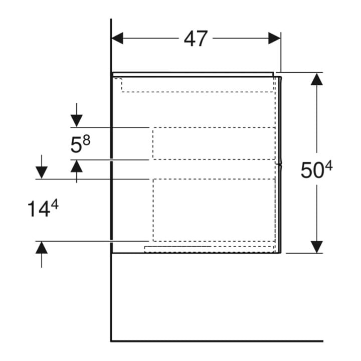 Geberit Waschtischunterschrank One 59,2x50,4x47cm, Eiche/Mela Holz, 2 Laden