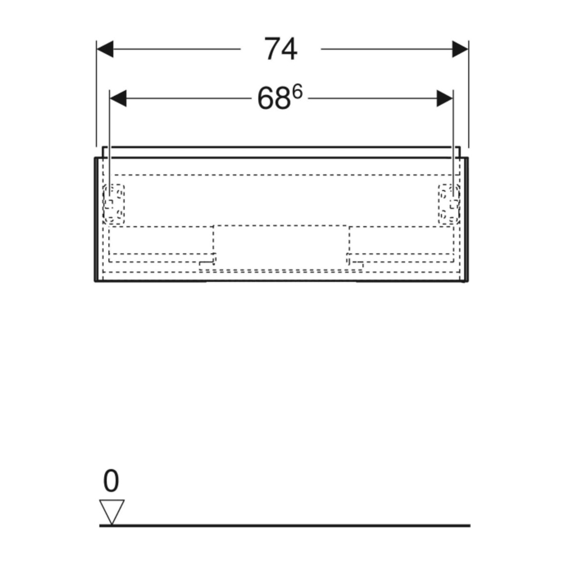 Geberit Waschtischunterschrank One 74x50,4x47cm, Eiche/Mela Holz, 1 Laden