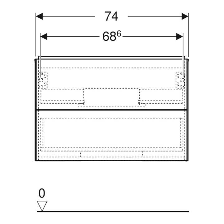 Geberit Waschtischunterschrank One 74x50,4x47cm, sand-grau/l hg, 2 Laden