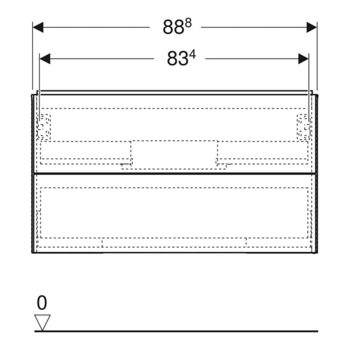 Geberit Waschtischunterschrank One 88,8x50,4x47cm, Eiche/Mela Holz, 2 Laden