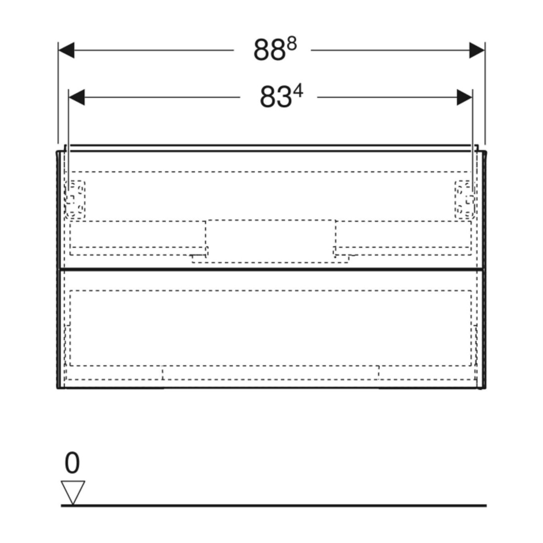 Geberit Waschtischunterschrank One 88,8x50,4x47cm, Eiche/Mela Holz, 2 Laden
