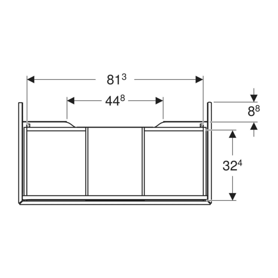 Geberit Waschtischunterschrank One 88,8x50,4x47cm, matt-sw, 1 Schubladen