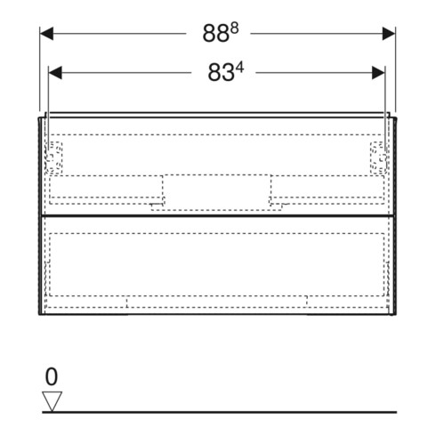 Geberit Waschtischunterschrank One 88,8x50,4x47cm, matt-sw, 2 Schubladen