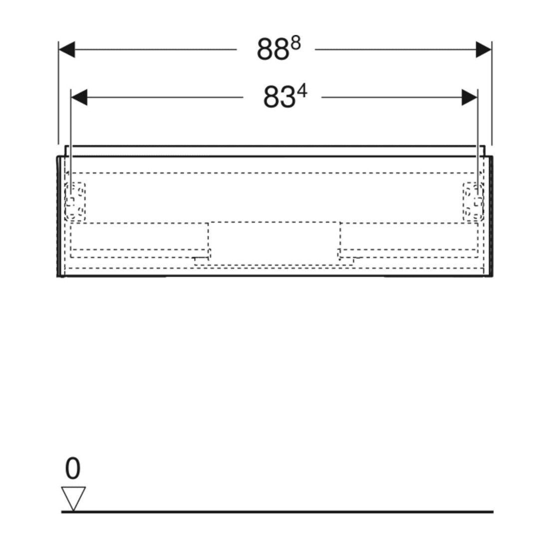 Geberit Waschtischunterschrank One 88,8x50,4x47cm, sand-grau/l hg, 1 Laden
