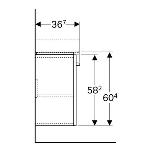 Geberit Waschtischunterschrank Renova Compact 55x60,4x36,7cm, 1 Tür, weiß hochglanz