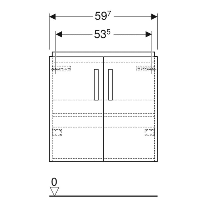 Geberit Waschtischunterschrank Renova Compact 59,7x60,5x39,7cm, 2 T, h.-gr./l. hochgl.