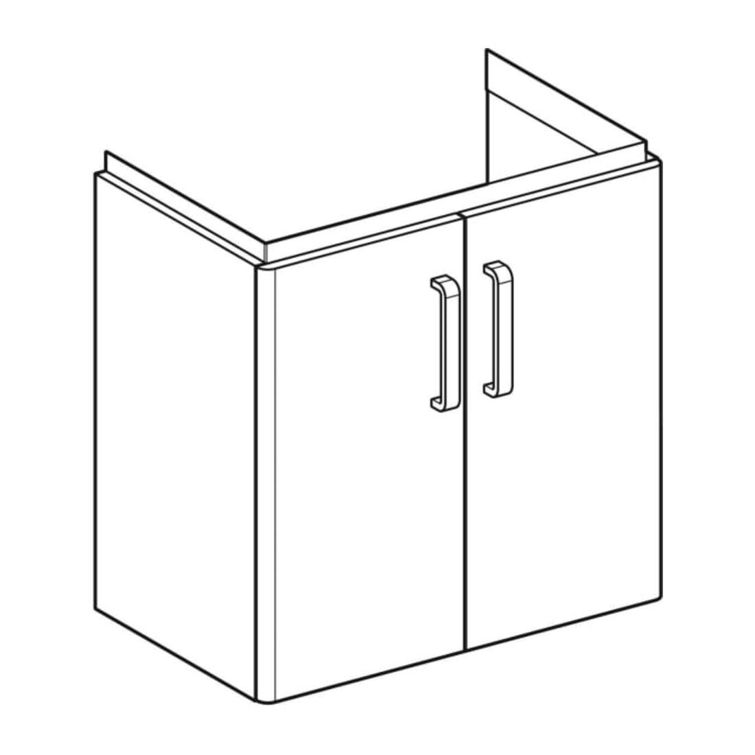 Geberit Waschtischunterschrank Renova Compact 59,7x60,5x39,7cm, 2 T, h.-gr./l. hochgl.