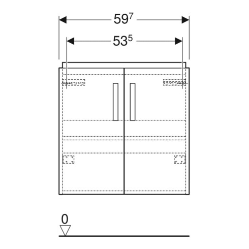 Geberit Waschtischunterschrank Renova Compact 59,7x60,5x39,7cm, 2 T, w/lack. hochgl.