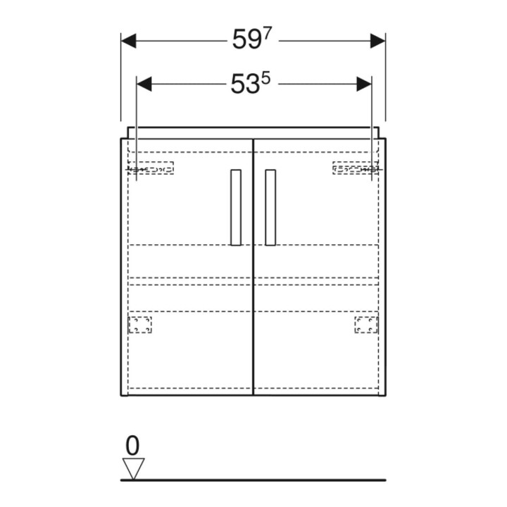 Geberit Waschtischunterschrank Renova Compact 59,7x60,5x39,7cm, 2 T, w/lack. hochgl.