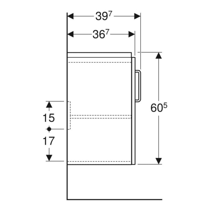 Geberit Waschtischunterschrank Renova Compact 59,7x60,5x39,7cm, 2 T, w/lack. hochgl.