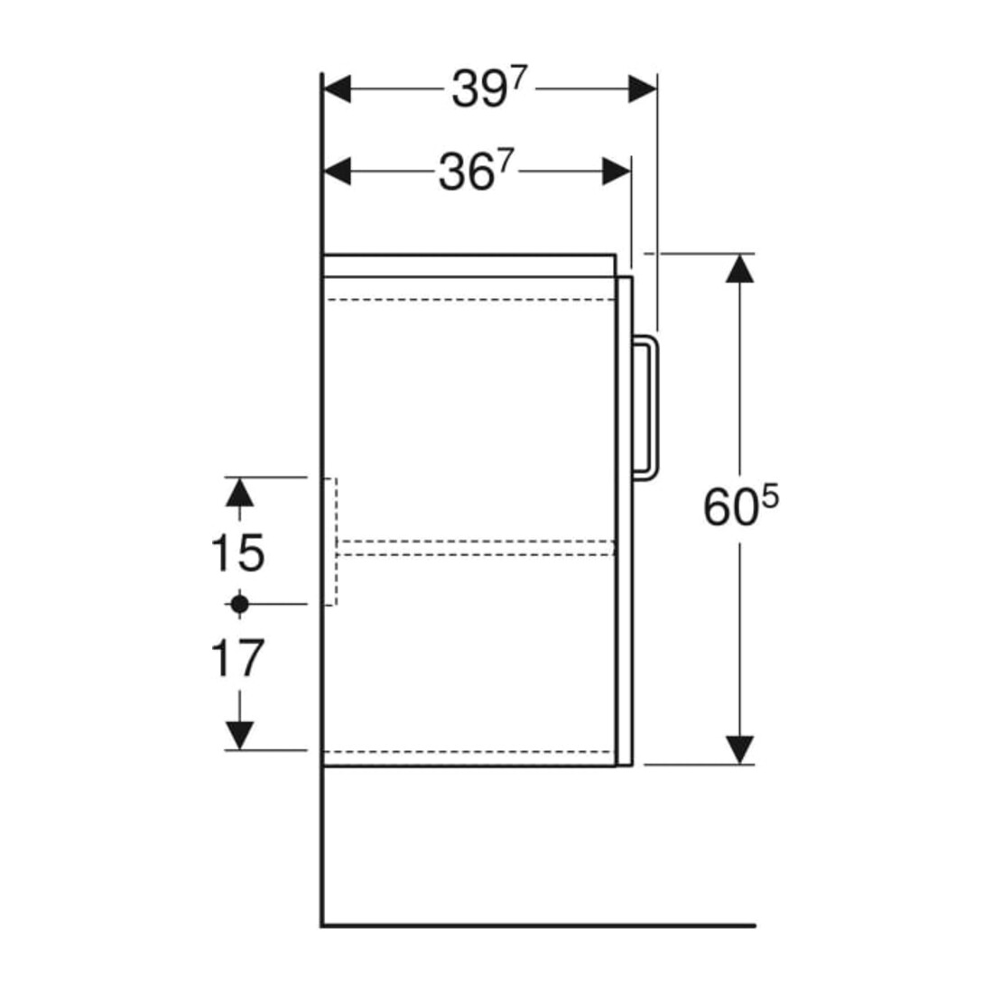 Geberit Waschtischunterschrank Renova Compact 59,7x60,5x39,7cm, 2 T, w/lack. hochgl.