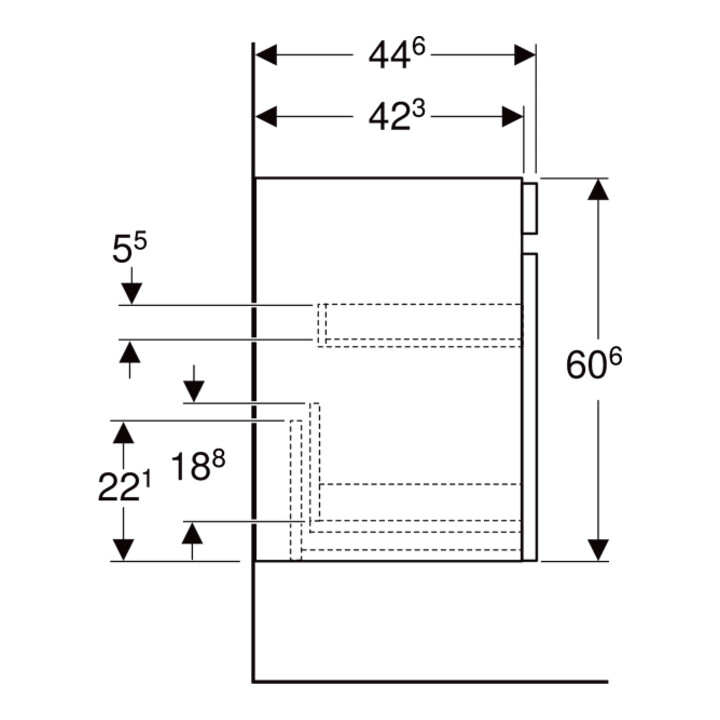 Geberit Waschtischunterschrank Renova Plan 63,4x60,6x44,6cm, we., lack. hochgl.