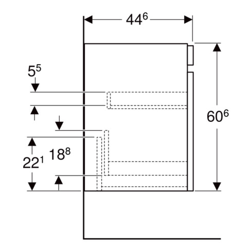 Geberit Waschtischunterschrank Renova Plan 68,2x60,6x44,6cm, Nussb he, F. strukt.