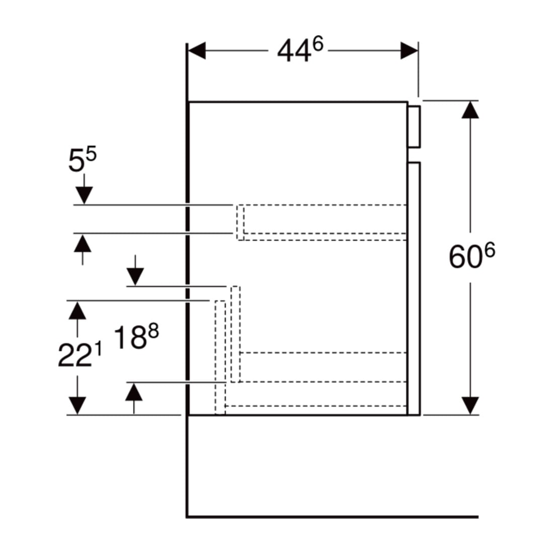 Geberit Waschtischunterschrank Renova Plan 68,2x60,6x44,6cm, Nussb he, F. strukt.