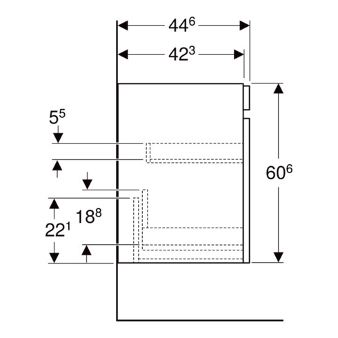 Geberit Waschtischunterschrank Renova Plan 78,2x60,6x44,6cm, Nussb, F. strukturiert