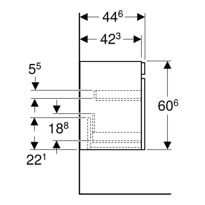 Geberit Waschtischunterschrank Renova Plan 83,2x60,6x44,6cm, we., lack. hochgl.