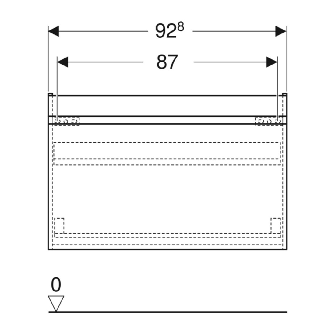 Geberit Waschtischunterschrank Renova Plan 92,8x60,6x44,6cm, we., lack. hochgl.