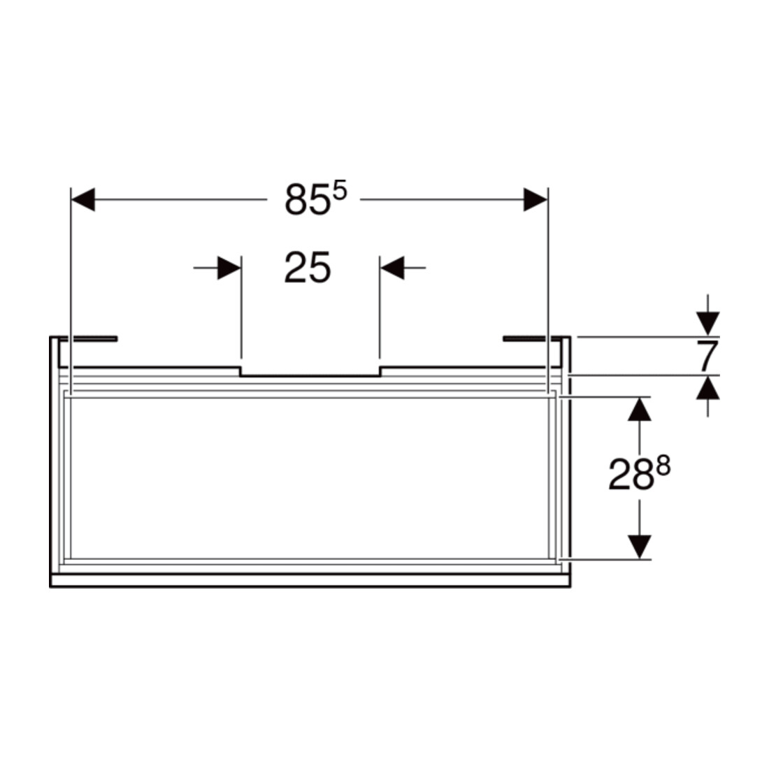 Geberit Waschtischunterschrank Renova Plan 92,8x60,6x44,6cm, we., lack. hochgl.