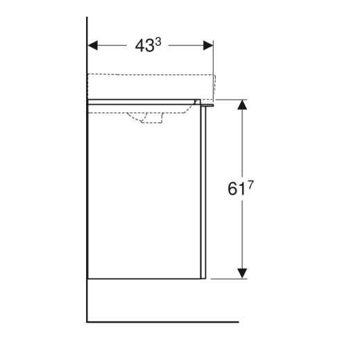 Geberit Waschtischunterschrank Smyle Square 53,6x61,7x43,3cm, 1 T. li, sandgr. hgl