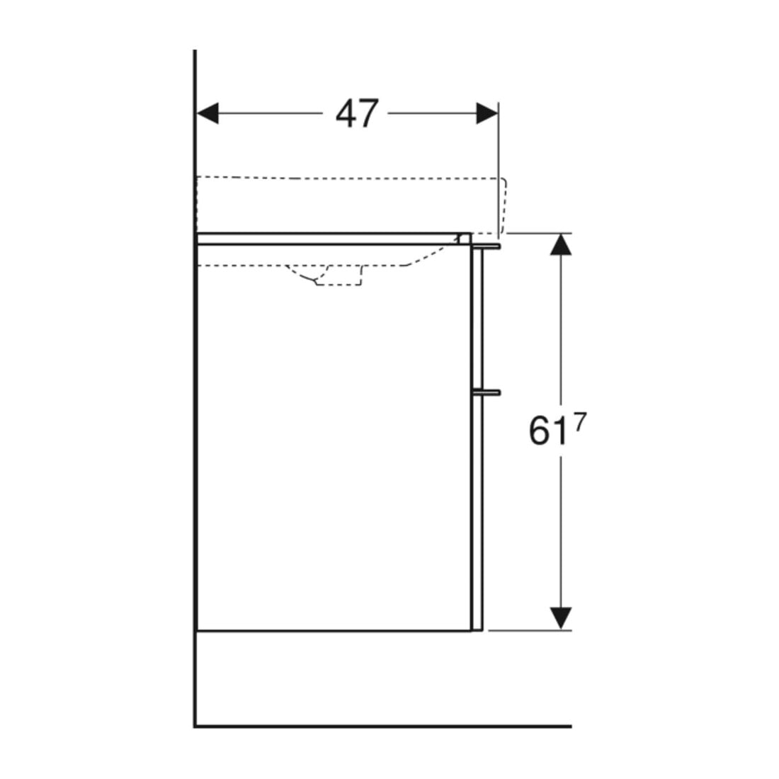 Geberit Waschtischunterschrank Smyle Square 88,4x61,7x47cm, Holz N hick., 2 Laden