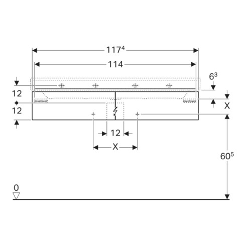 Geberit Waschtischunterschrank Xeno2 117,4x22x46,2cm, m 2 Laden, hochgl./we