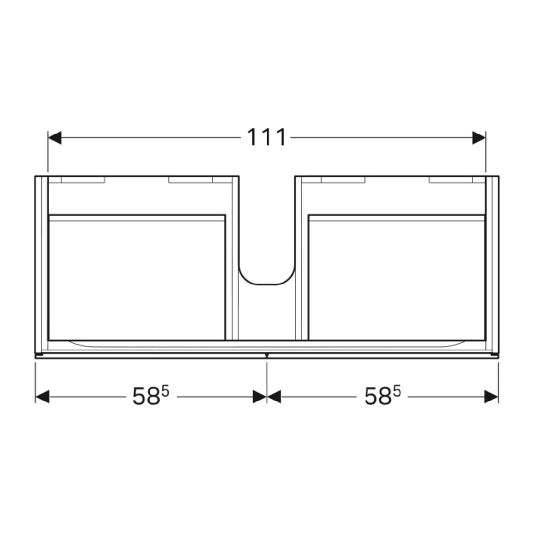 Geberit Waschtischunterschrank Xeno2 117,4x22x46,2cm, m 2 Laden, matt/greige