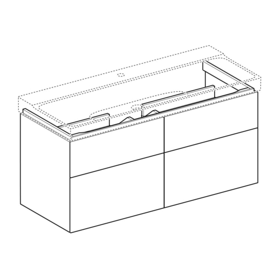 Geberit Waschtischunterschrank Xeno2 117,4x53x46,2cm, m 4 L, strukt./sch.-gr