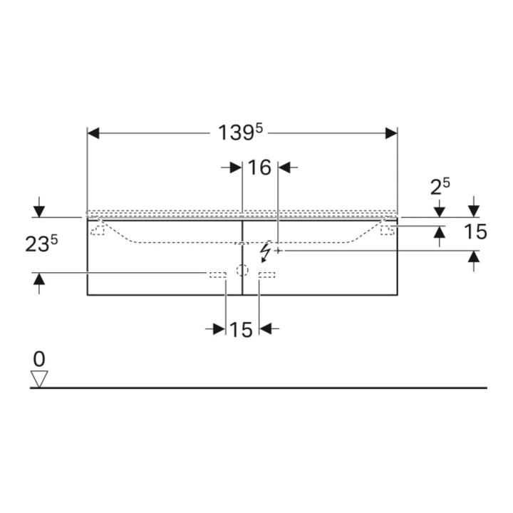 Geberit Waschtischunterschrank Xeno2 139,5x35x47,3cm, m 2 L, lack. m/greige