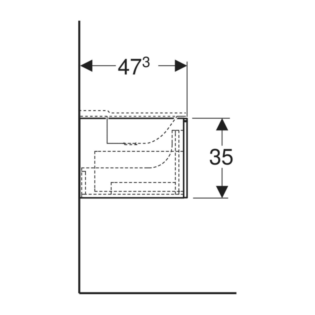 Geberit Waschtischunterschrank Xeno2 139,5x35x47,3cm, m 2 L, Mel. Holz/grau