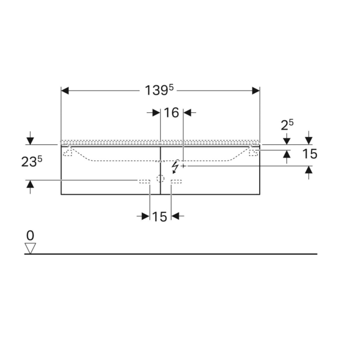 Geberit Waschtischunterschrank Xeno2 139,5x35x47,3cm, m 2 L, Mel. Holz/grau