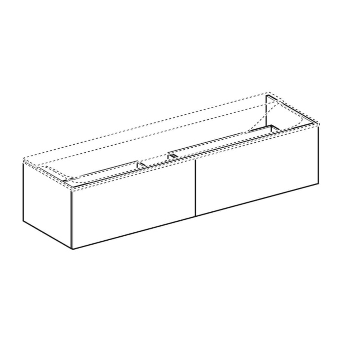 Geberit Waschtischunterschrank Xeno2 159,5x35x47,3cm, m 2 L, Mel. Holz/grau