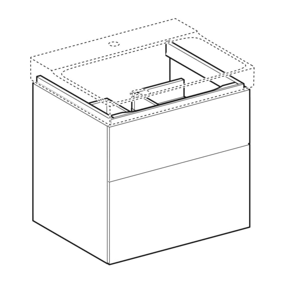 Geberit Waschtischunterschrank Xeno2 58x53x46,2cm, strukt./sch.-gr, m 2 Laden