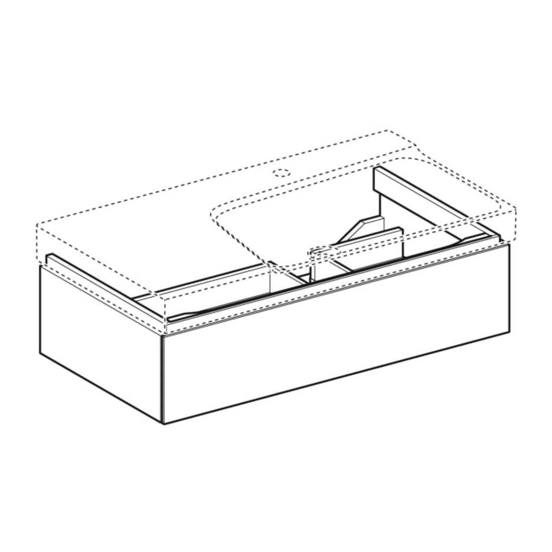 Geberit Waschtischunterschrank Xeno2 88x22x46,2cm, m La., m Abl, struk./s.gr