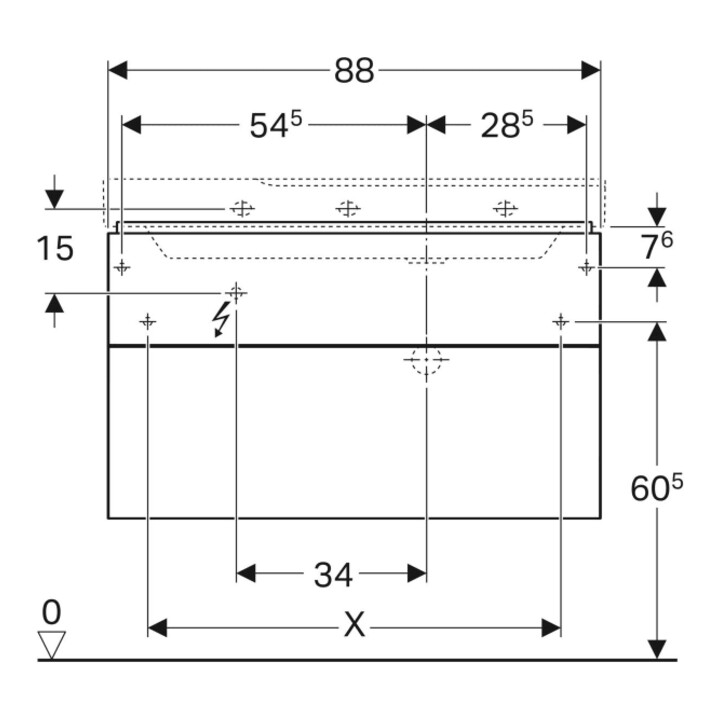 Geberit Waschtischunterschrank Xeno2 88x53x46,2cm, m 2 L, m Abl, m/greige