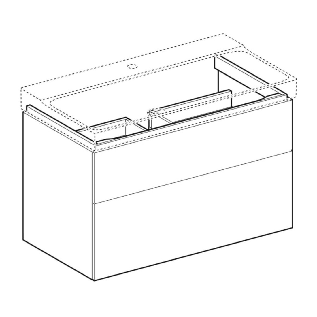 Geberit Waschtischunterschrank Xeno2 88x53x46,2cm, strukt./sch.-gr, m 2 Laden