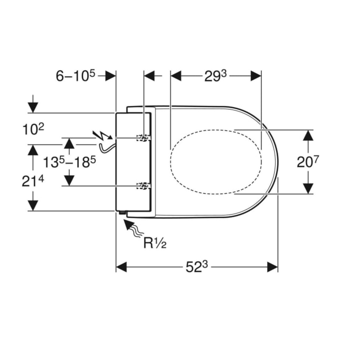 Geberit WC Abattant AquaClean Tuma Classic sur mesure, blanc