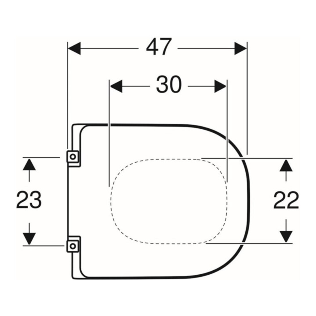 Geberit WC-Sitz Renova Comfort we., barrierefrei, Befestigung von unten