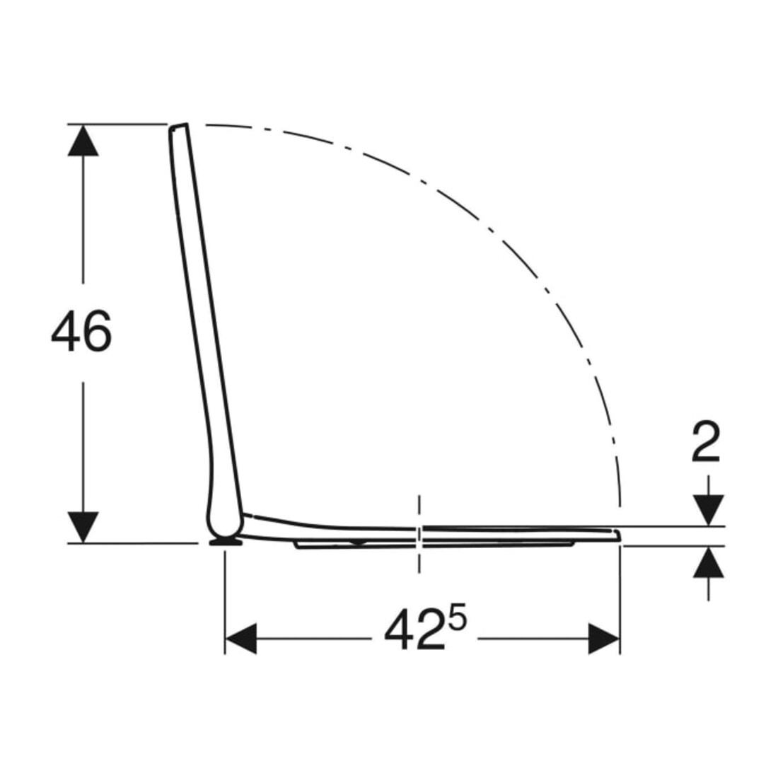 Geberit WC-Sitz Smyle Square m Absenkaut., we., Scharn. MS verchromt