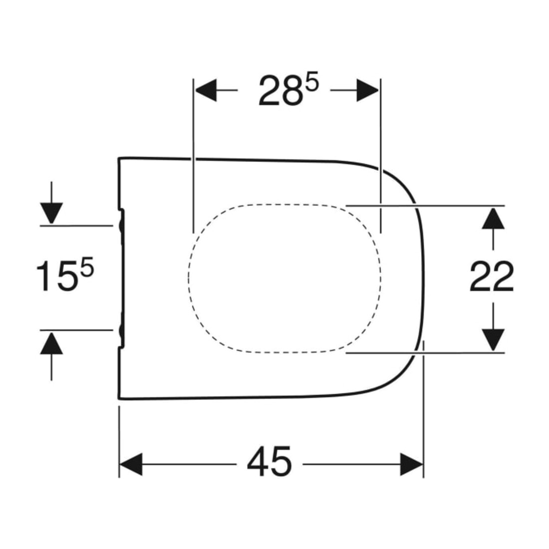 Geberit WC-Sitz Smyle Square o. Absenkaut., we., Scharn. MS verchromt