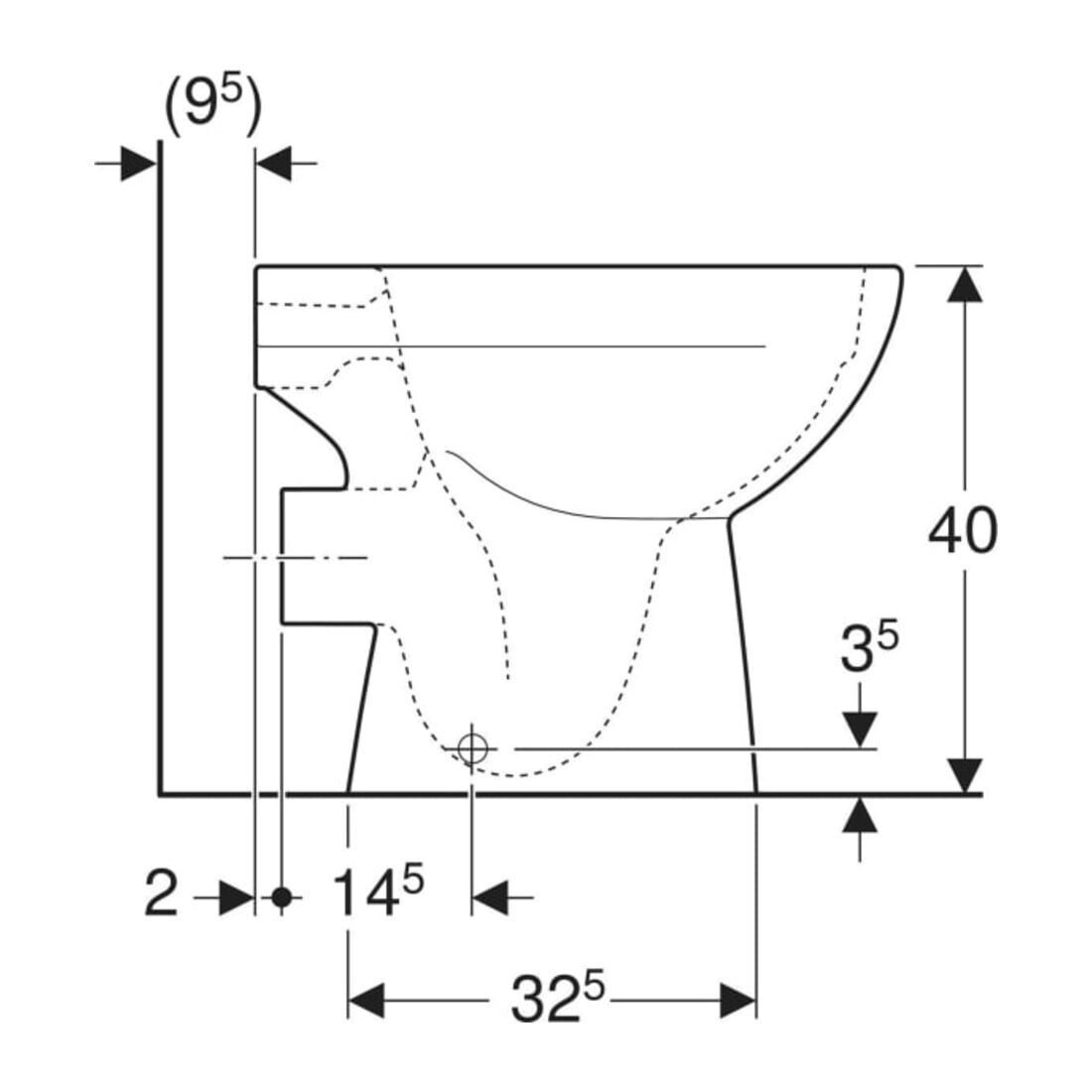 Geberit WC sur pied, chasse profonde Renova Ab. h, partiel, sans rebord, KeraTect/blanc