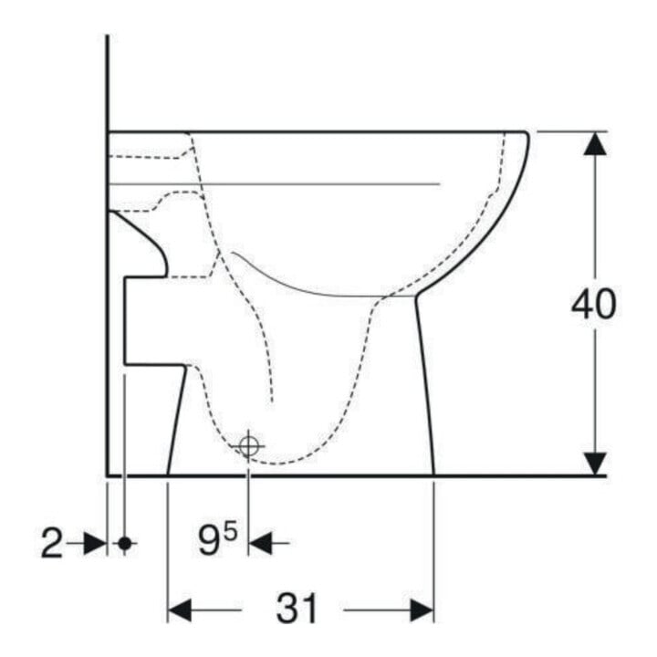 Geberit WC sur pied, chasse profonde Renova Ab. horiz., partiellement fermé, sans bride, Manhattan