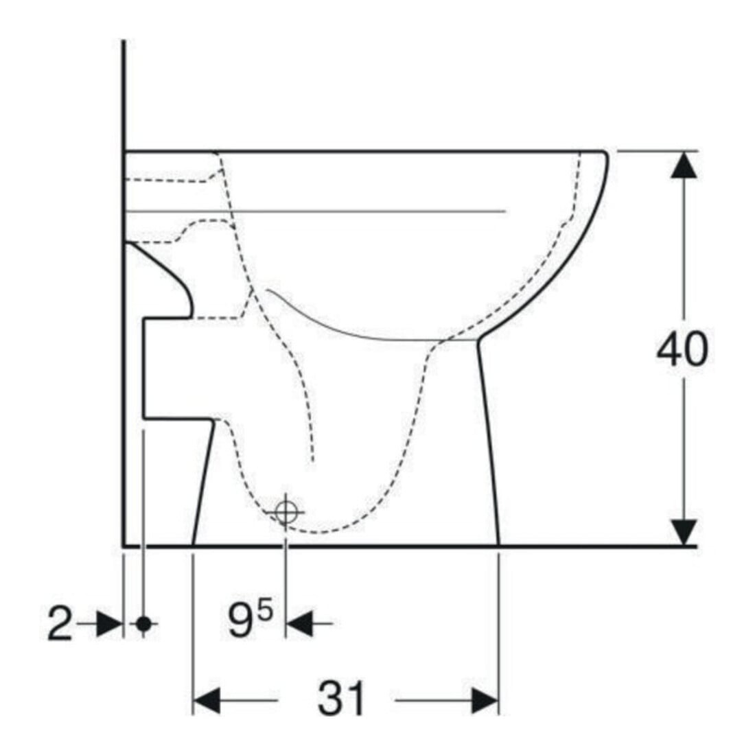 Geberit WC sur pied, chasse profonde Renova Ab. horiz., partiellement fermé, sans bride, Manhattan