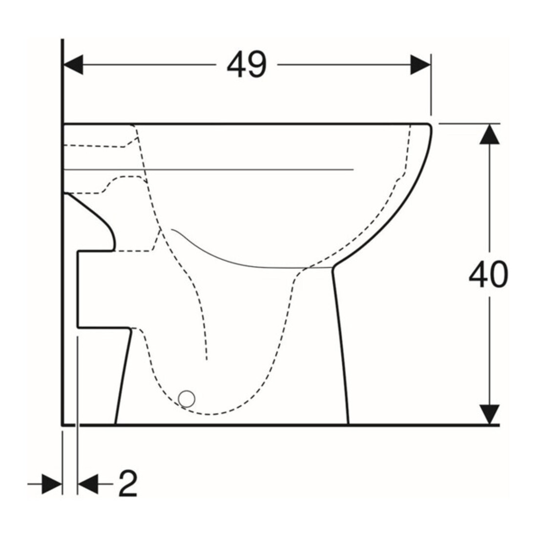 Geberit WC sur pied, chasse profonde Renova Ab. horiz., partiellement fermé, sans bride, Manhattan