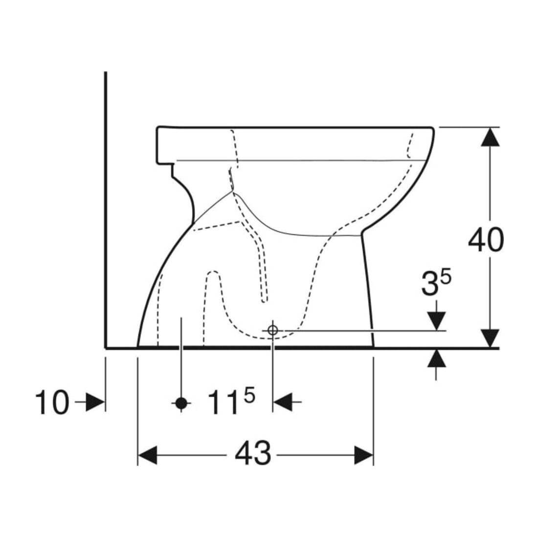 Geberit WC sur pied, chasse profonde Renova Ab. v., partiellement fermé, sans bride, blanc K-Tect