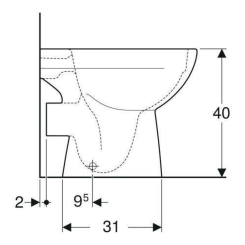 Geberit WC sur pied, chasse profonde Renova évac. hor., semi-fermé, rimfree, blanc