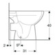 Geberit WC sur pied, chasse profonde Renova évac. hor., semi-fermé, rimfree, blanc
