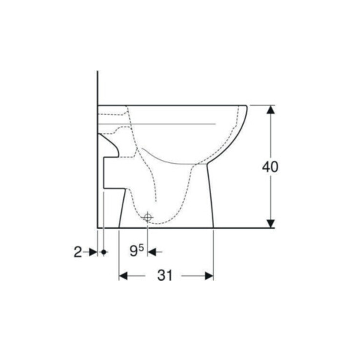 Geberit WC sur pied, chasse profonde Renova évac. hor., semi-fermé, rimfree, blanc